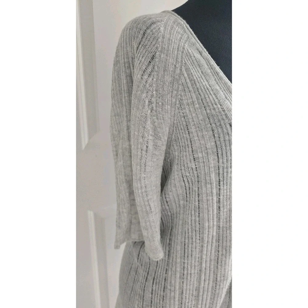 Eileen Fisher gray Italian Yarn knit cardigan sweater Lagenlook SZ M Retail $198